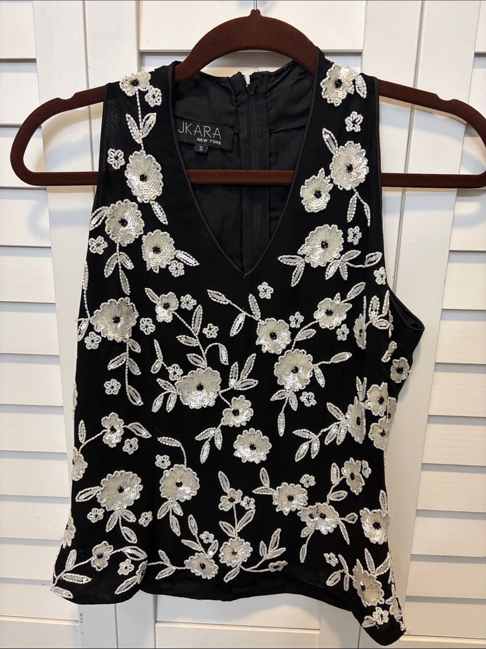 JKara Black with white sequins Women's Evening Top